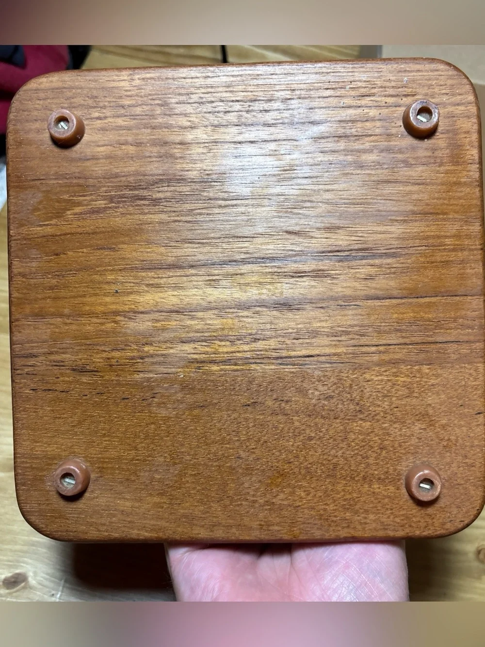 Vintage Teak Napkin Holder with Salt Shaker & Pepper Mill
